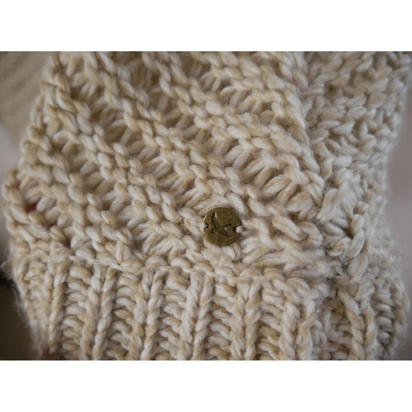 Eddie Bauer Women Beige Cable Knit Turtleneck Poncho Sweater Wool Blend ML - Picture 4 of 10